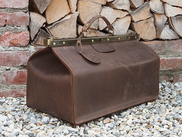 GreenLand Borsa medico in pelle di bufalo – Vintage XXL Marrone scuro