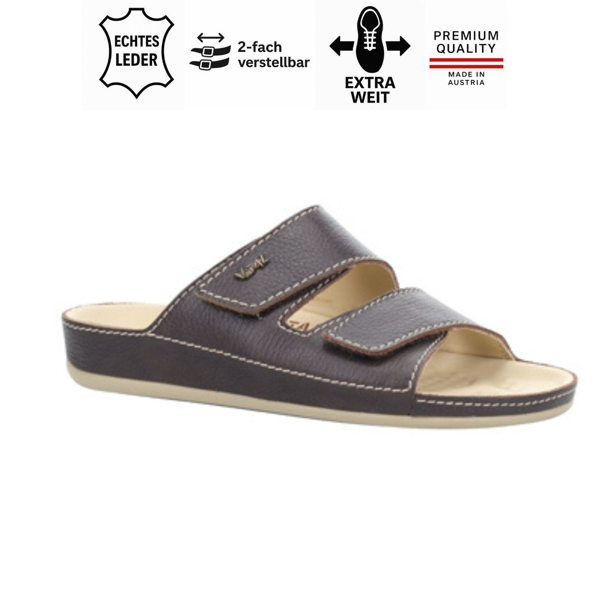 Vital Damen & Herren Pantolette - Leder & H-Weite