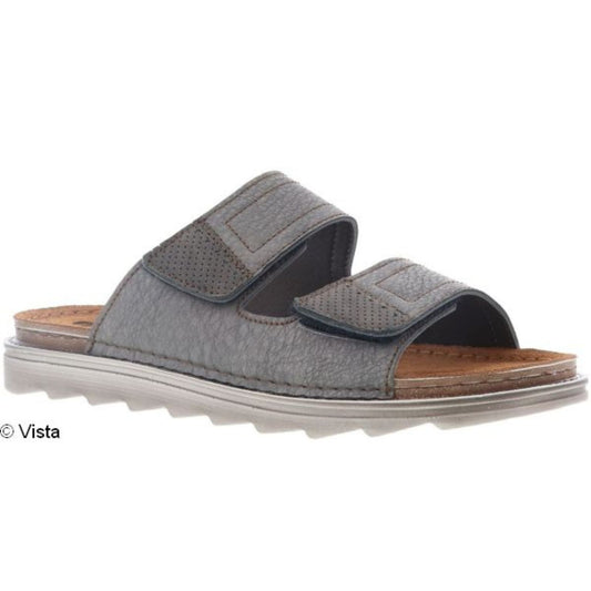 Vista Men's Mule Grey - Leather & Velcro - 69-BU570