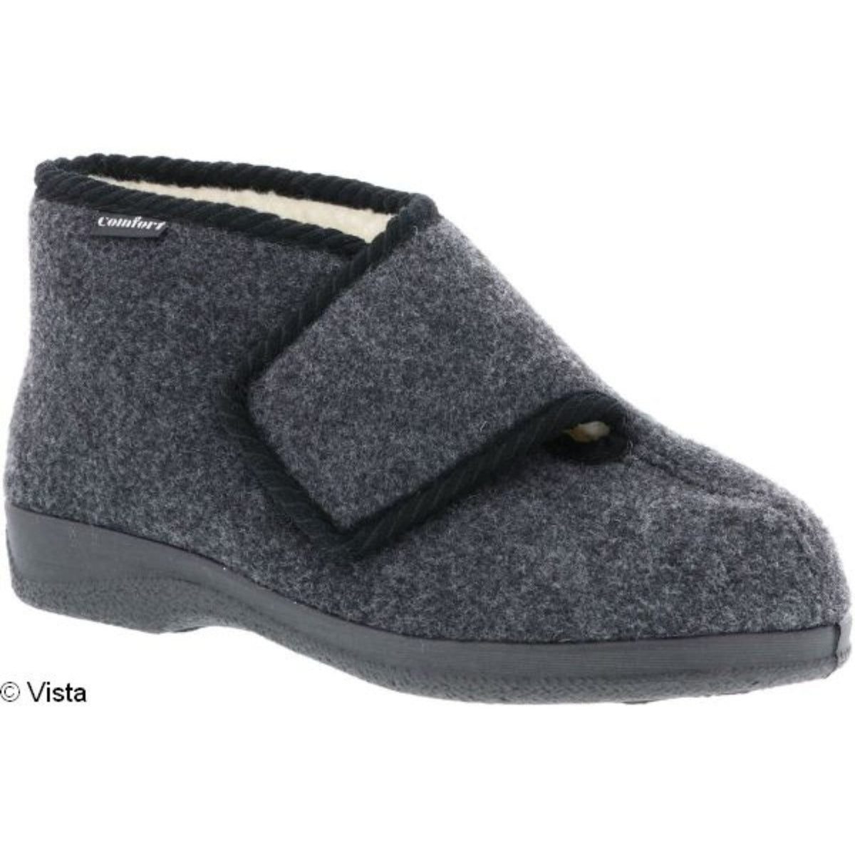 Vista Men's Slippers Black - Felt & Virgin Wool - 50-00LEO