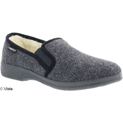 Vista Men's Slippers Black - Felt & Virgin Wool - 50-0HOSI