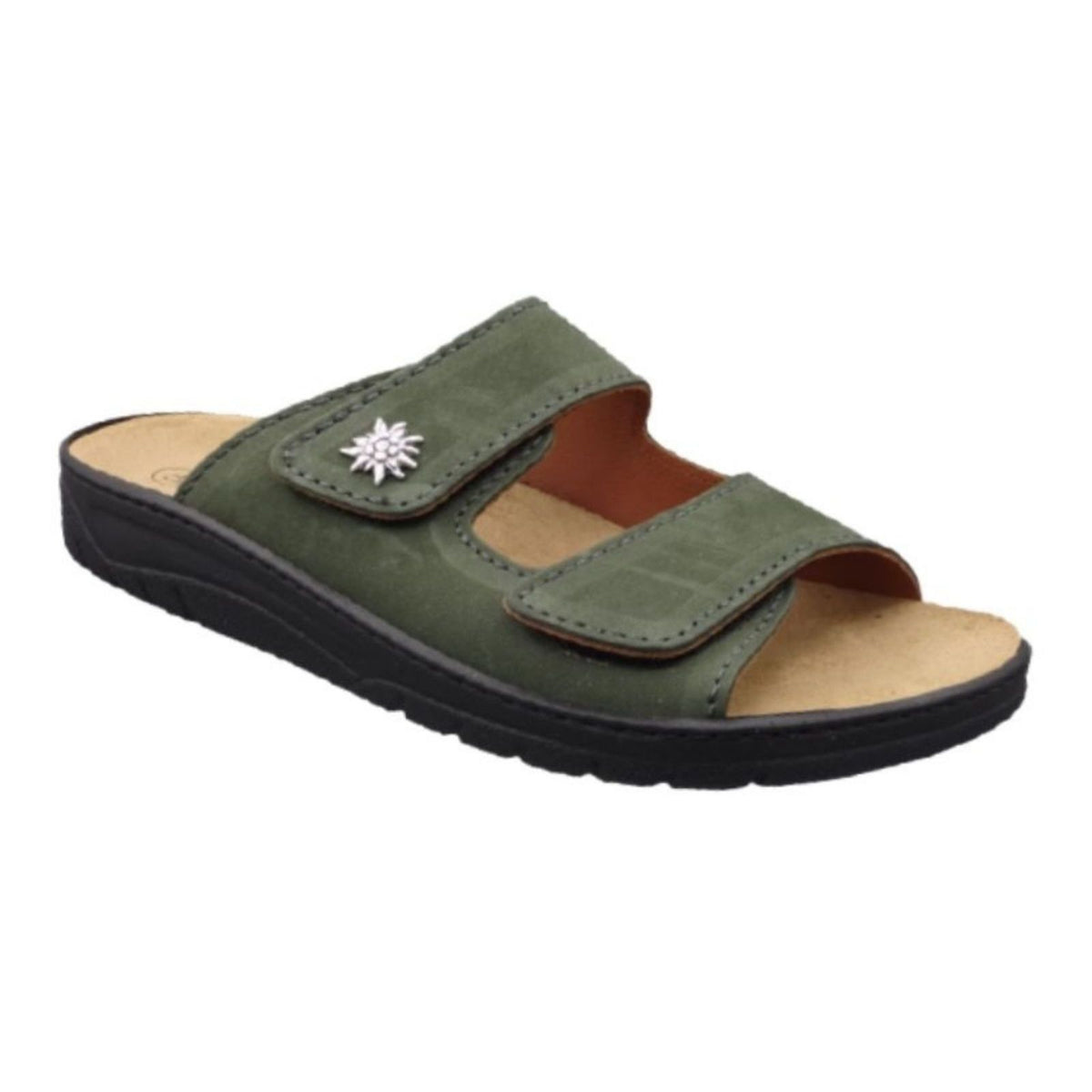 Algemare Herren Pantolette - Leder mit Edelweiß & Wechselfußbett - 7261