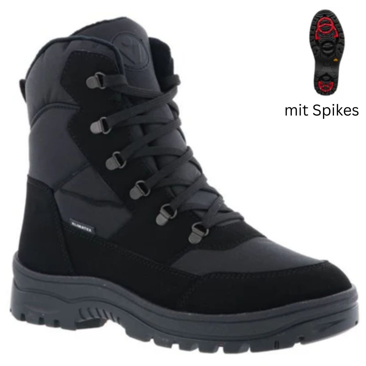 Vista Men's Winter Boots with Spikes Black - Waterproof - 24-4258K