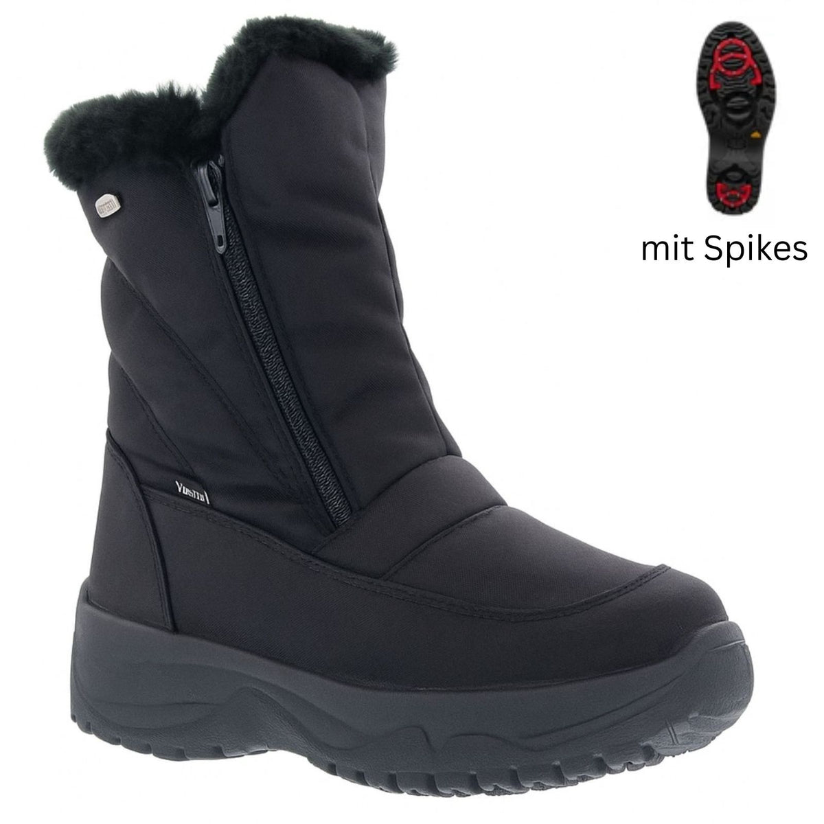 Vista Women's Winter Boots with Spikes Black – Waterproof – 24-4898K