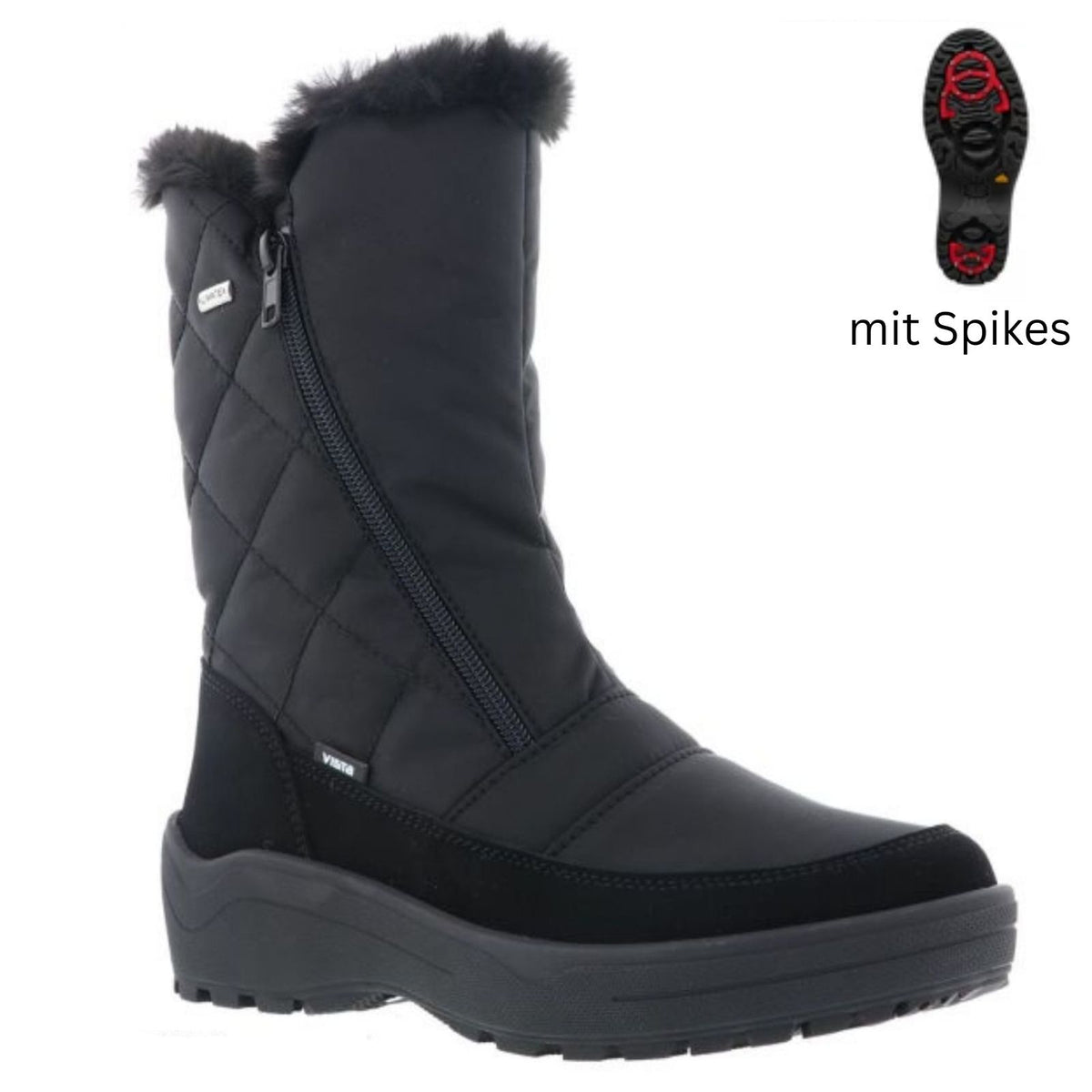 Vista Damen Winterstiefel mit Spikes schwarz – wasserdicht – 24-8784K