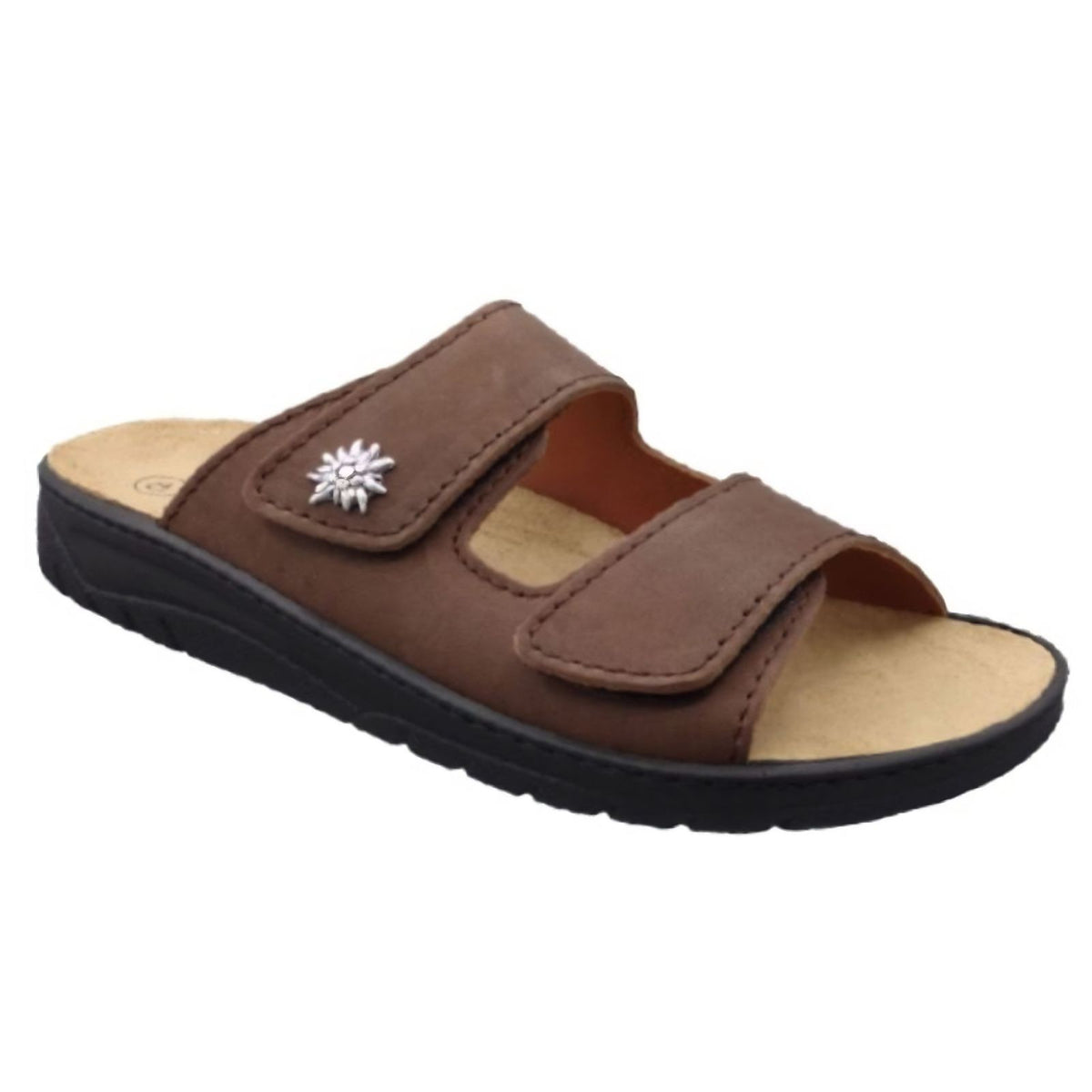 Algemare Herren Pantolette - Leder mit Edelweiß & Wechselfußbett - 7261