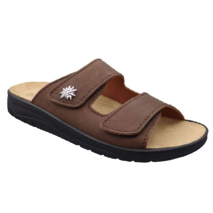 Algemare Herren Pantolette - Leder mit Edelweiß & Wechselfußbett - 7261