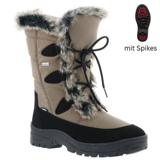 VISTA Damen Winterstiefel mit Spikes beige wasserdicht 24-4896K