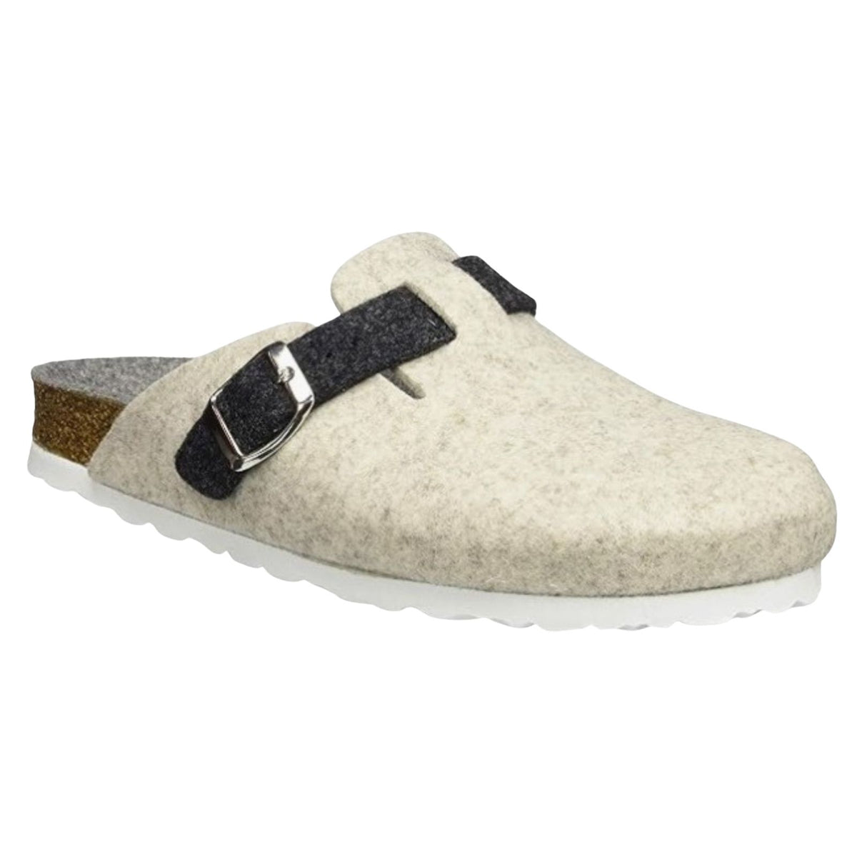 Weeger Women's Men's Felt Slippers - Leather & Cork Footbed - 41517