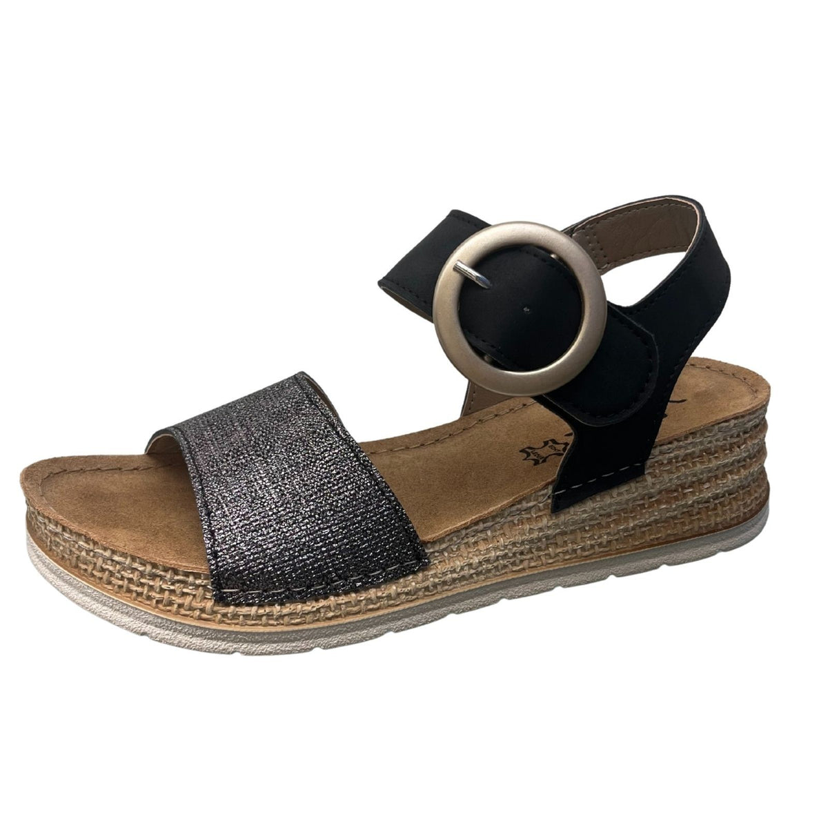 Vista Women's Sandals black - Leather & Velcro - 69-RV020