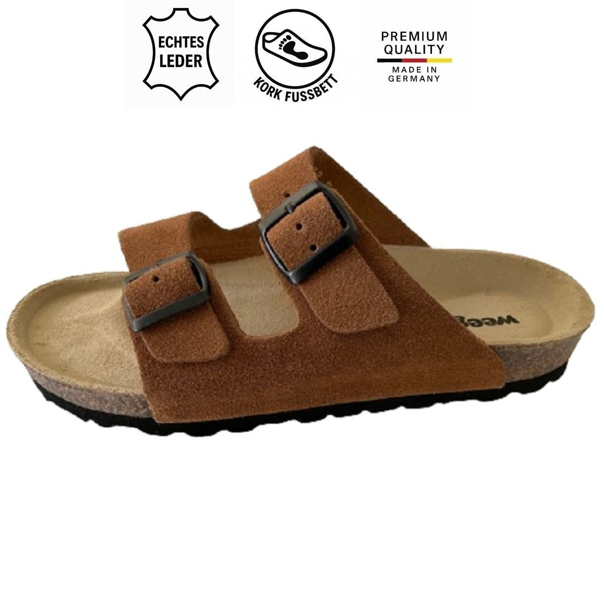 Weeger Ciabatte Donna Uomo verdi - Pelle e plantare in sughero - 41110-70