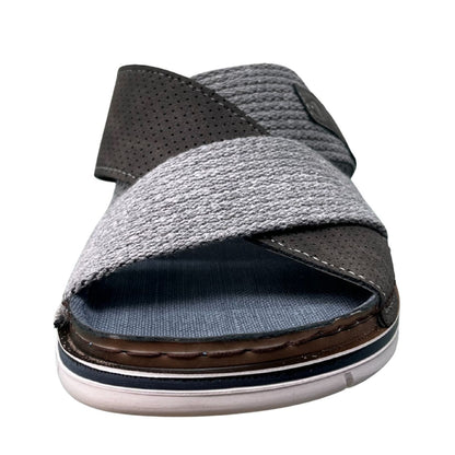 Vista Men's Mule Grey - Leather & Textile - 69-T0021