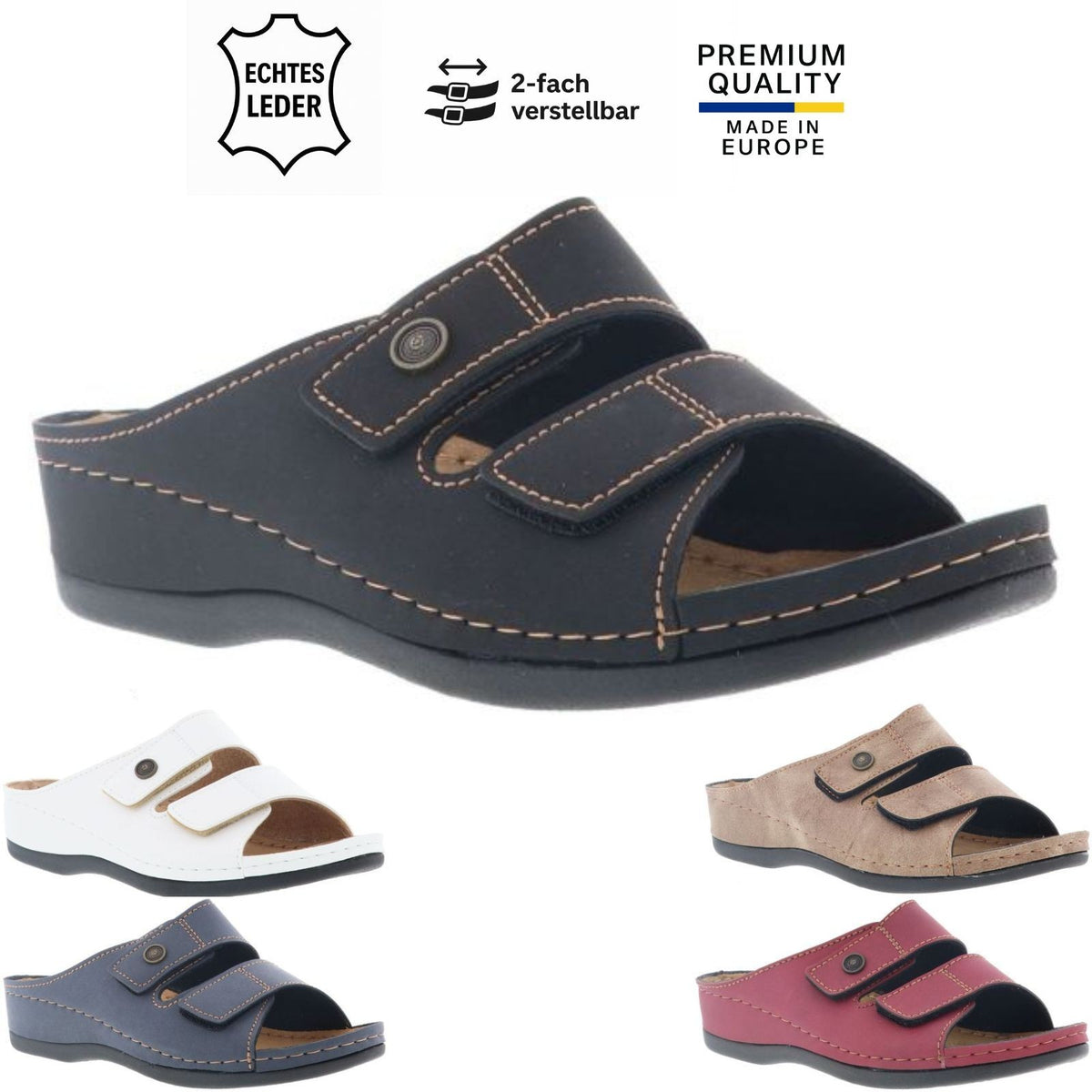 Sabot da donna Vista - Pelle e velcro - 69-00608