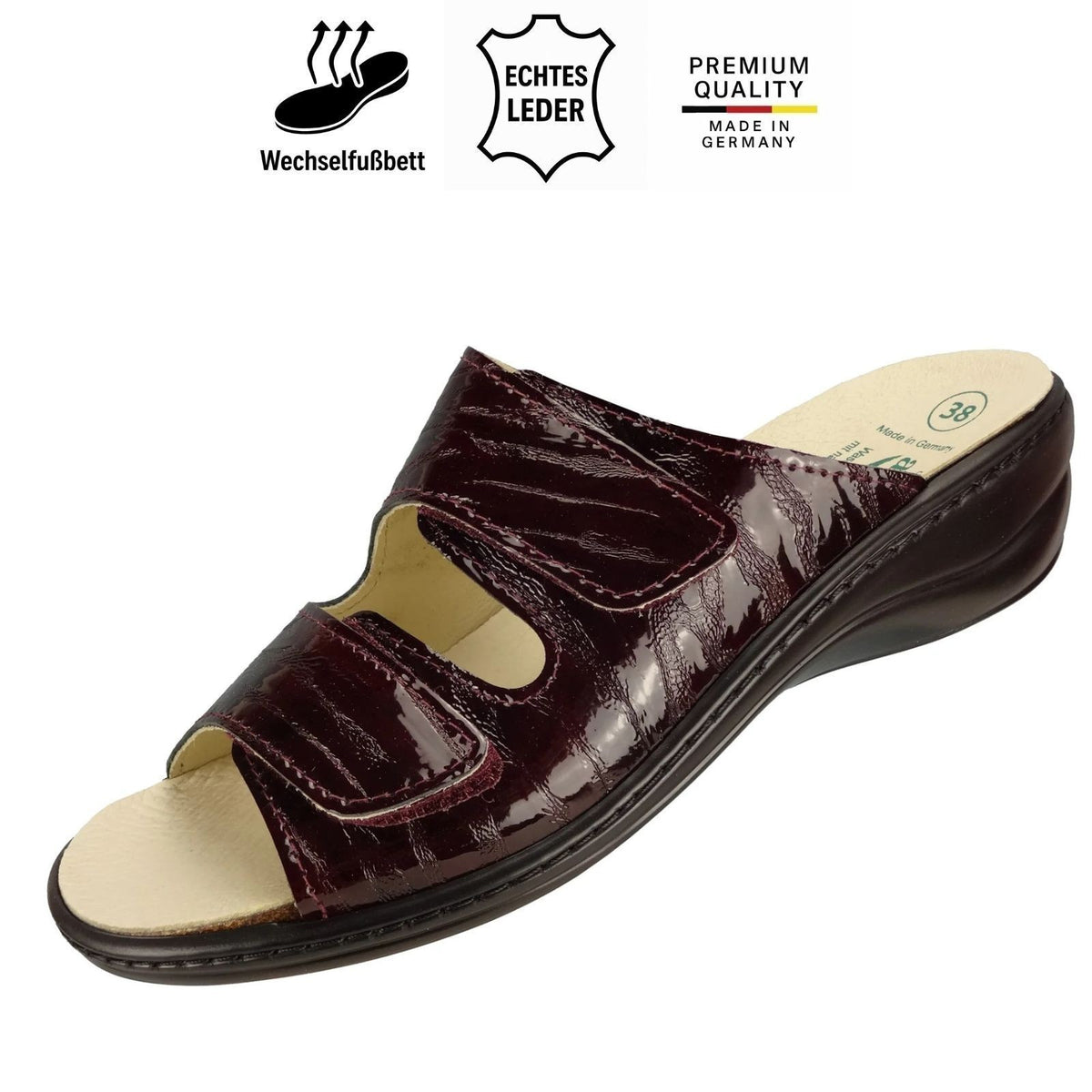 Algemare Damen Pantolette - Leder & Wechselfußbett - 1447