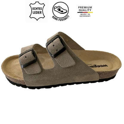 Weeger Women's & Men's Clogs Black - Leather & Cork Footbed - 41110