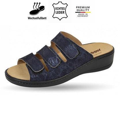 Ciabatta da donna Weeger con plantare intercambiabile - Pelle e velcro - 14330