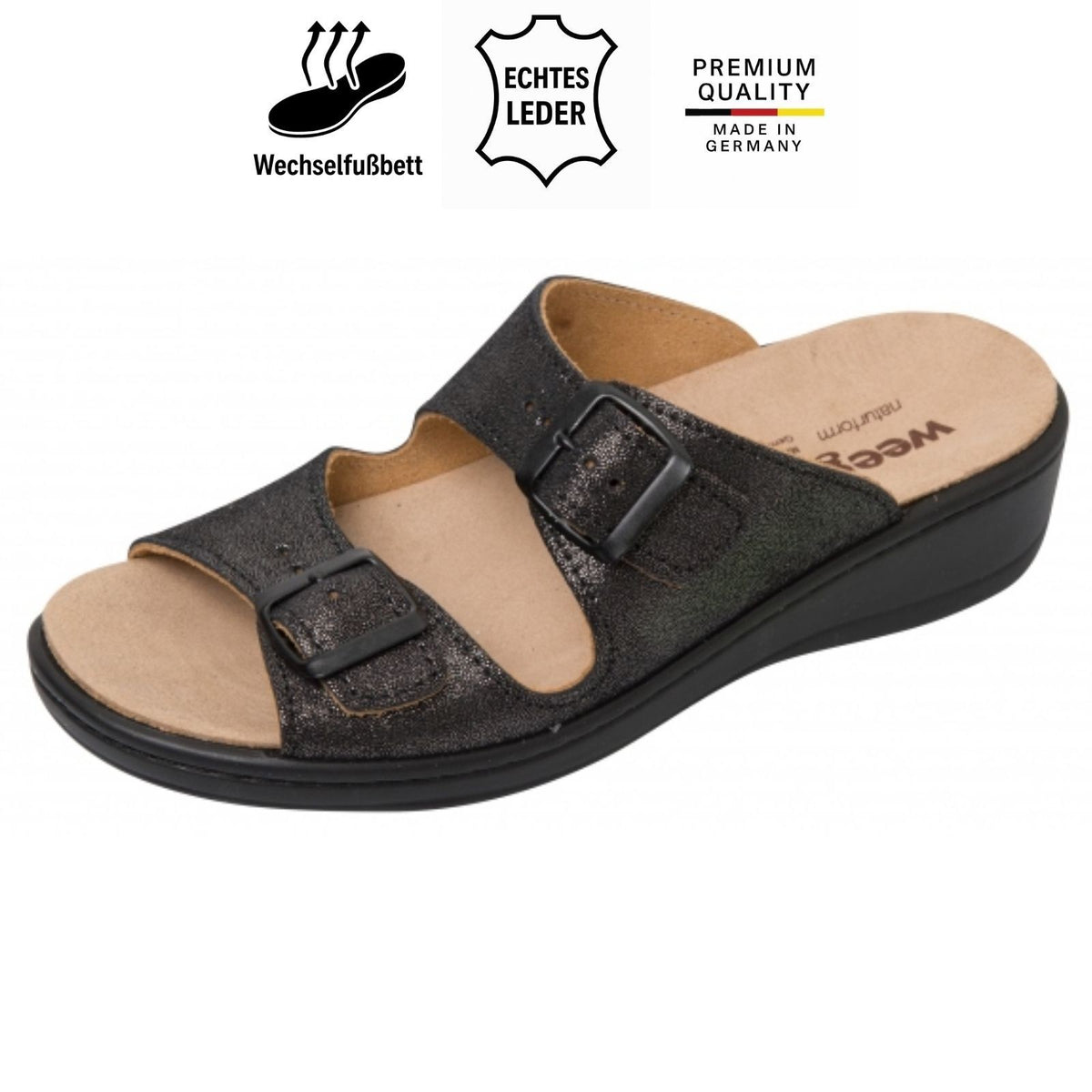 Weeger Damen Pantolette mit Wechselfußbett - Leder - 14335