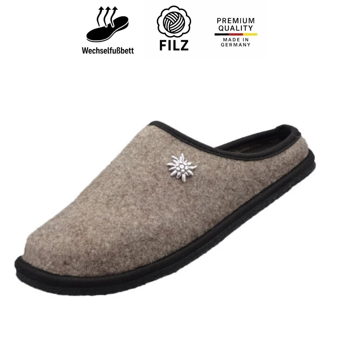 Algemare Men's Slippers - Felt & Removable Footbed - 8672