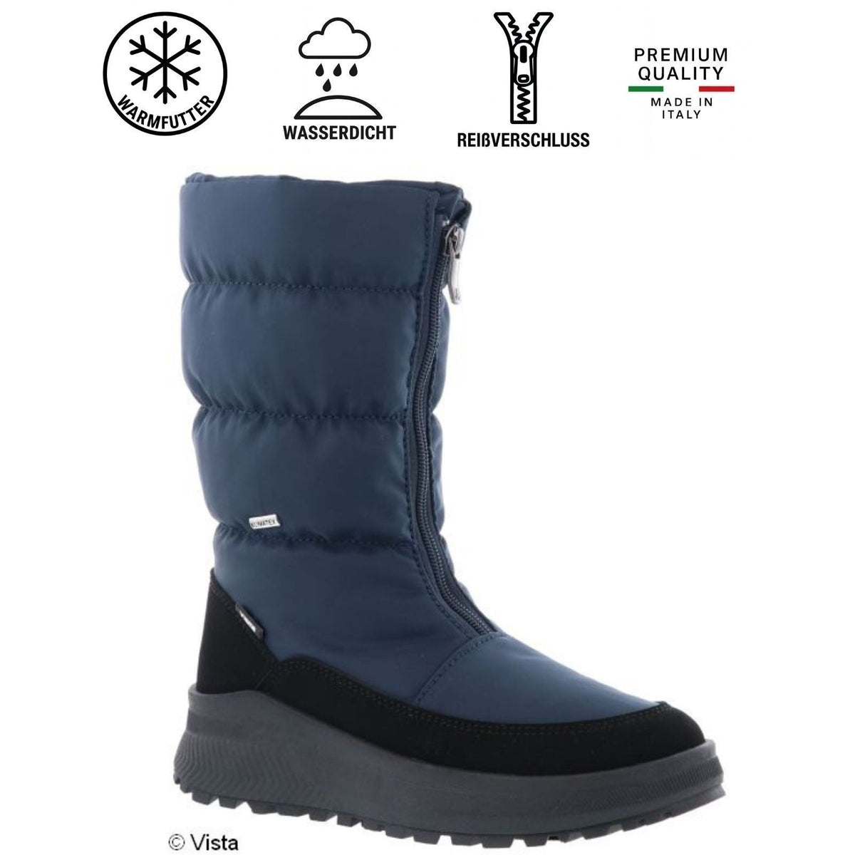 Vista Stivali invernali da donna impermeabili neri – Cerniera – 24-05249