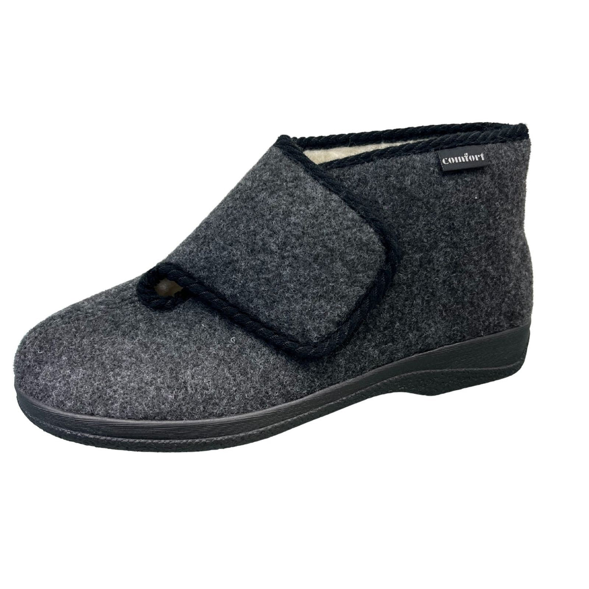 Vista Men's Slippers Black - Felt & Virgin Wool - 50-00LEO