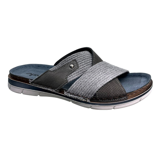 Ciabatta da uomo Vista grigia - pelle e tessuto - 69-T0021