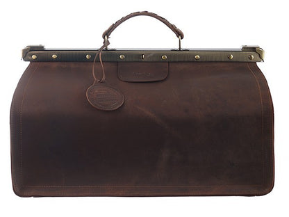 GreenLand Borsa medico in pelle di bufalo – Vintage XXL Marrone scuro