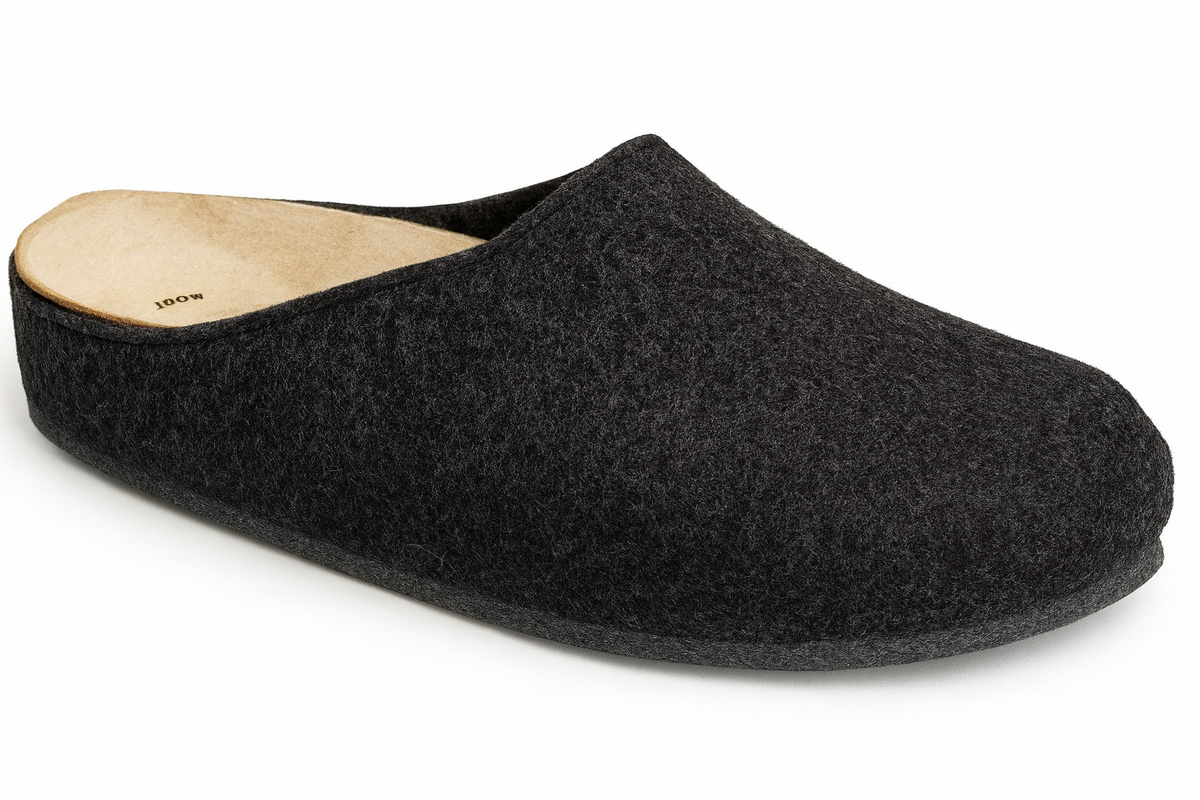 Weeger Damen Herren Filz Hausschuhe mit Wechselfußbett - Leder & Korkfußbett - 48100