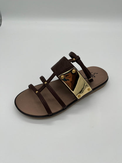 Sandalo donna Vista marrone/oro - Pelle - 90-E3011