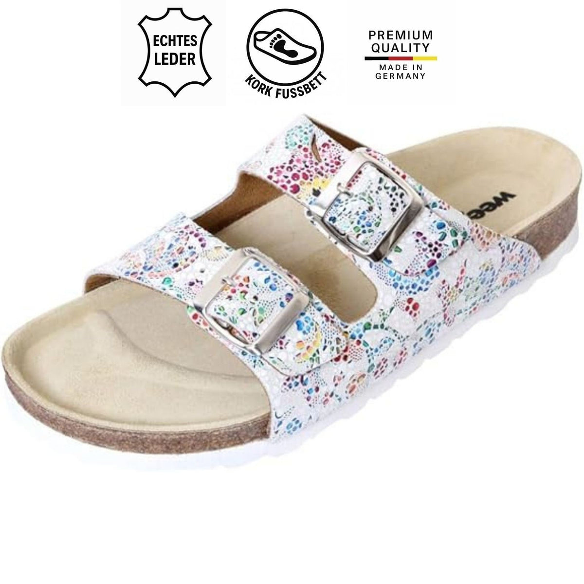 Weeger Ciabatte Donna Uomo verdi - Pelle e plantare in sughero - 41110-70