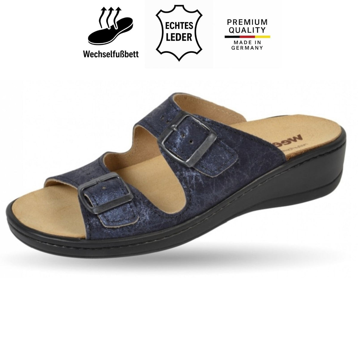 Weeger Damen Pantolette mit Wechselfußbett - Leder - 14335