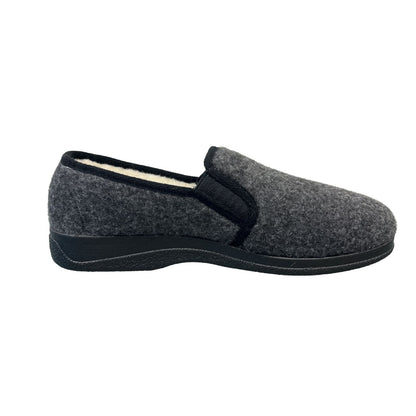 Vista Men's Slippers Black - Felt & Virgin Wool - 50-0HOSI