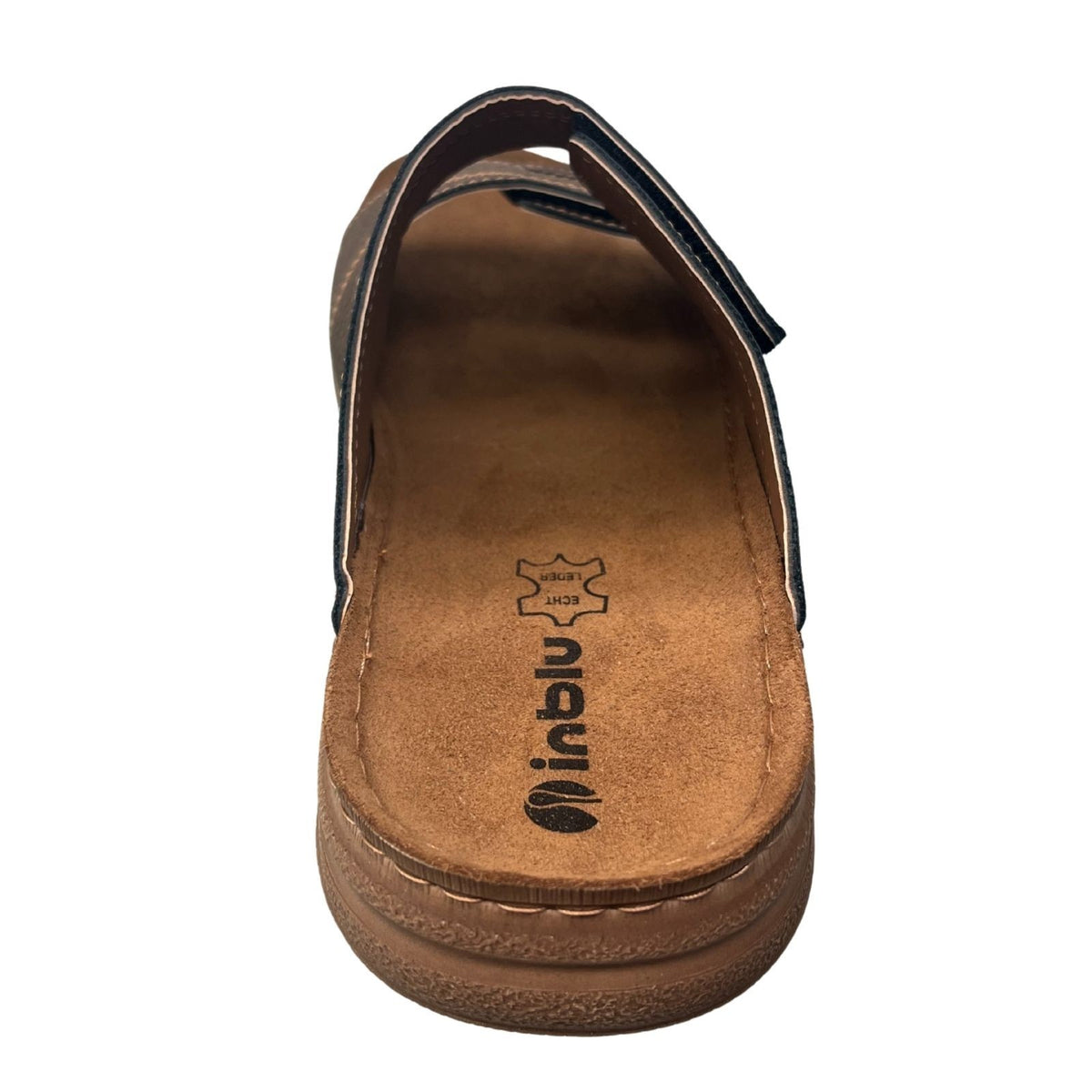 Vista pantofole da uomo marroni - pelle e velcro - 69-TN010