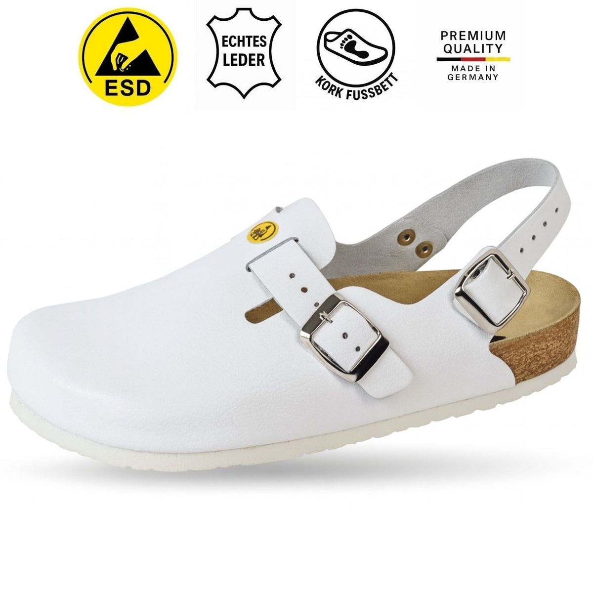 Zoccolo ESD Weeger con cinturino al tallone in pelle uomo & donna - antistatico - 48611