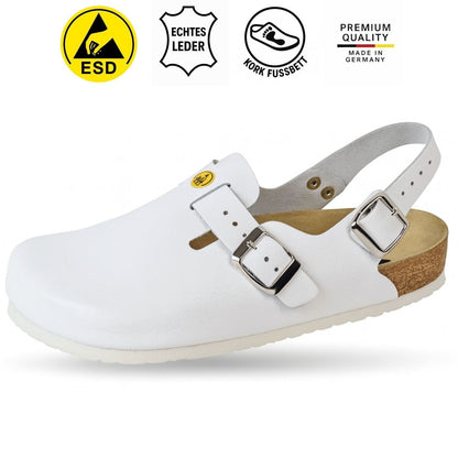 Zoccolo ESD Weeger con cinturino al tallone in pelle uomo & donna - antistatico - 48611