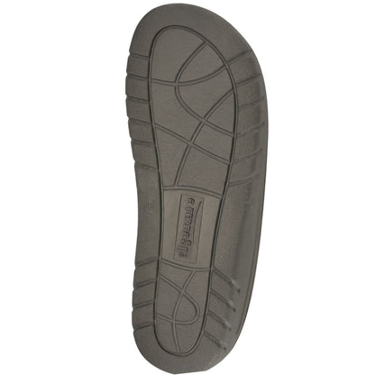 Algemare Pantofole da uomo in pelle nera, ciabatte 7261-09 con velcro e plantare estraibile