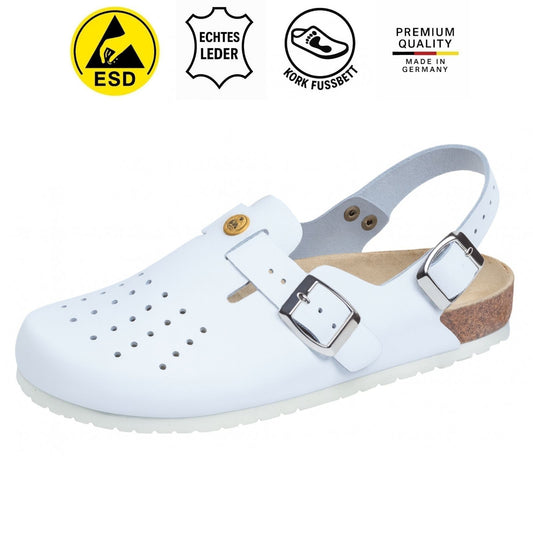 Weeger ESD Clog mit Fersenriemen gelocht Leder Damen & Herren - antistatisch - 48619