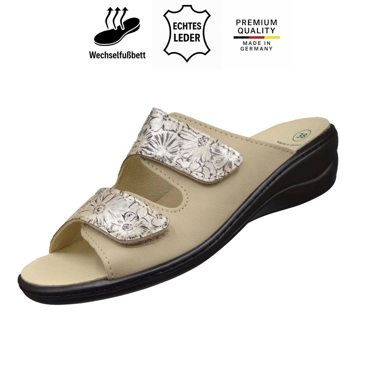 Algemare Damen Pantolette - Leder & Wechselfußbett - 1447