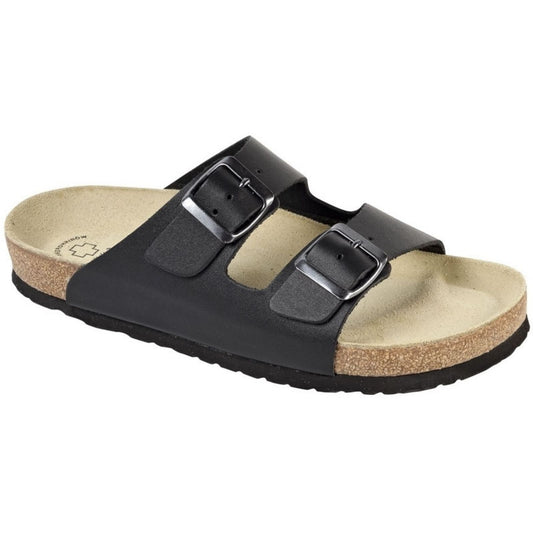 Weeger Damen & Herren Pantolette schwarz - Leder & Korkfußbett - 41110-20