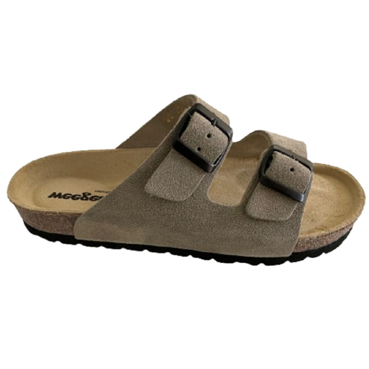 Weeger Women's Men's Mule Taupe - Leather & Cork Footbed - 41110-54