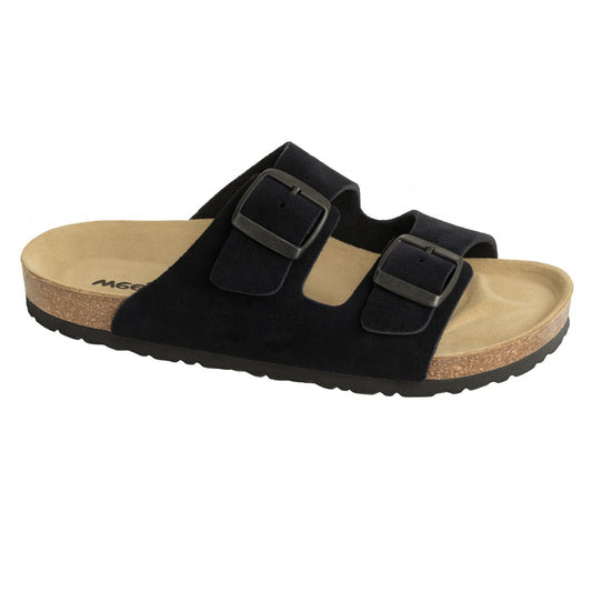 Weeger Ciabatta donna uomo nero velluto - pelle e plantare in sughero - 41110-34