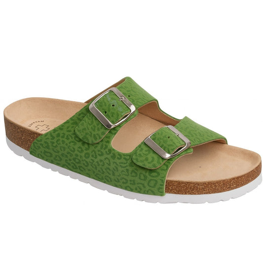 Weeger Women's & Men's Mule leopard - Leather & Cork Footbed - 41110-75