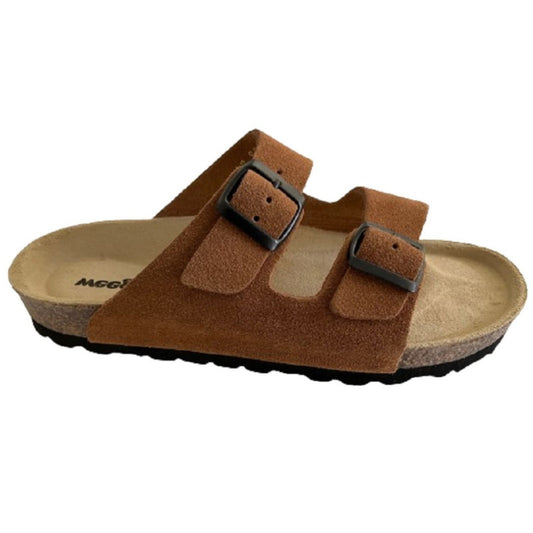 Weeger Ciabatta da donna e da uomo marrone in velour - Pelle e plantare in sughero - 41110-44