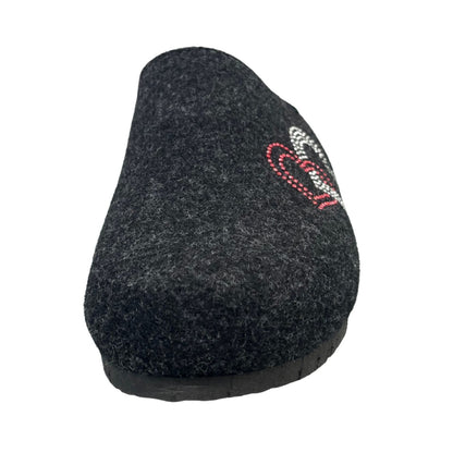 TOFEE Damen Hausschuhe Wollfilz Herz Strass Keilabsatz - 74-E3005