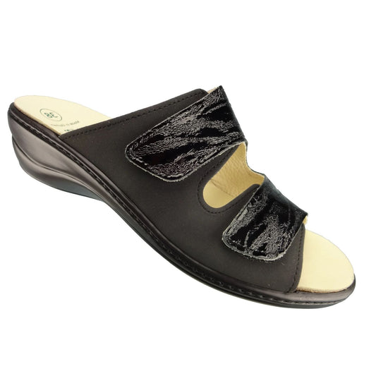 Algemare Women's Mule black - Leather & Removable Footbed - 1447-0307