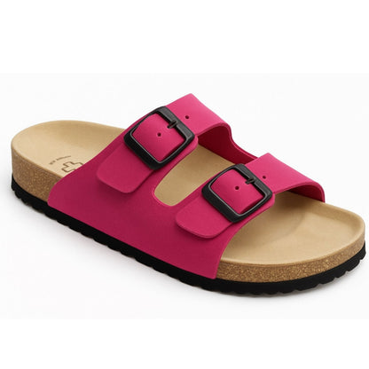 Weeger Women's Men's Mule Pink - Leather & Cork Footbed - 41110-65